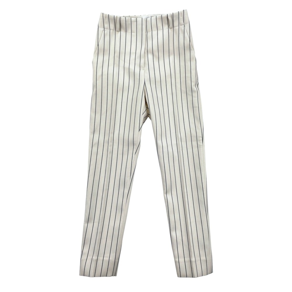 Les Coyotes De Paris Pinstripe Tailored Pants Womens XS Cream White Trousers